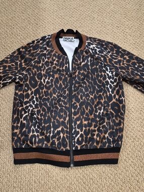 Pam & Gela Leopard-Print Bomber Jacket in Brown and Black